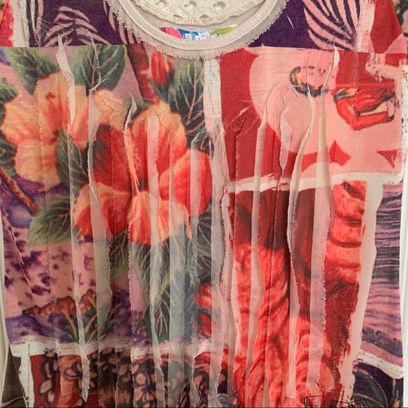 Desigual Viatri Floral Printed Multicolor Tee X Small - Picture 2 of 8